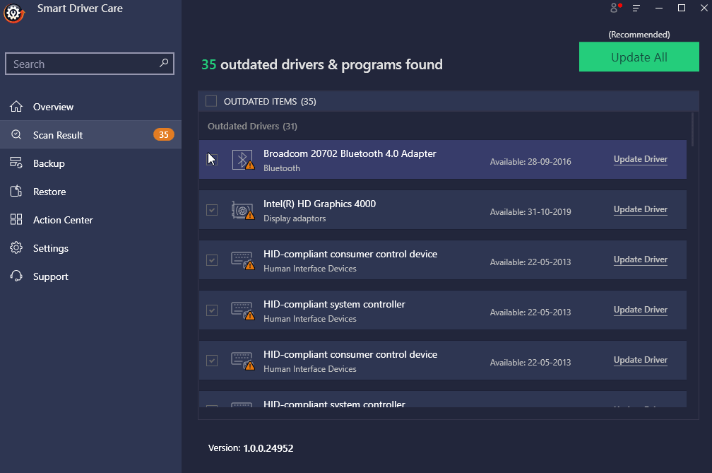 update your outdated drivers- smart driver care