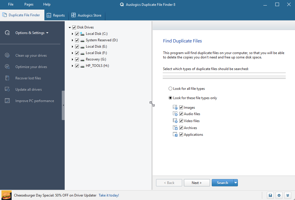 Auslogics Duplicate File Finder