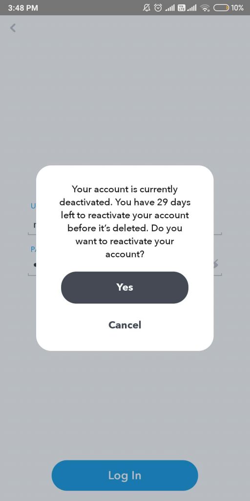 reactivate snapchat
