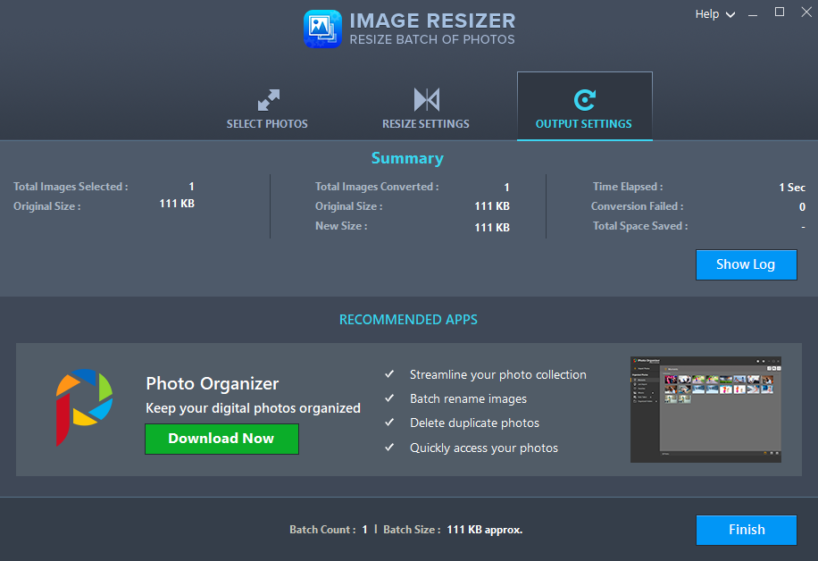 Image Resizer summary