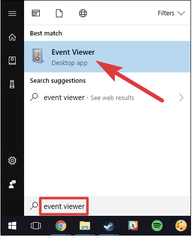 Use the Windows Event Viewer