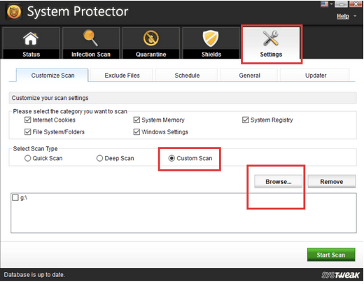 Select the Custom Scan