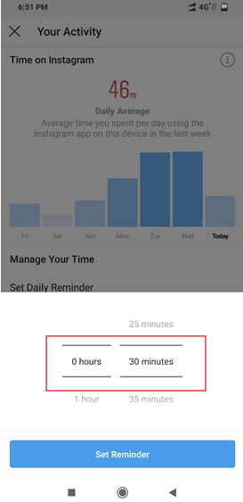 time limit and Set Reminder