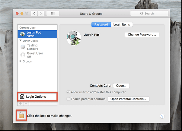 Tap on the “Login Options”