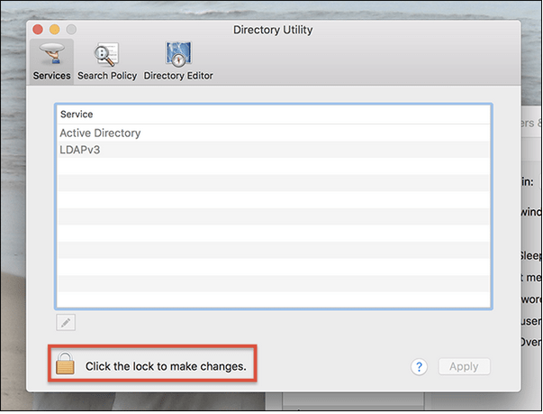 select the Directory Utility