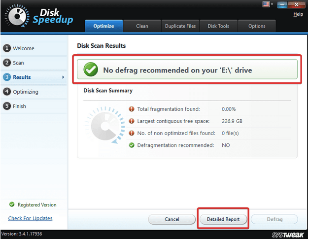 no defragmentation required