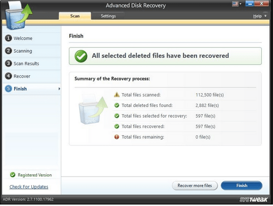 storage area you want the files back