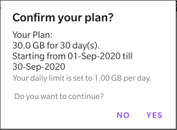 confirm plan to use data usage limit