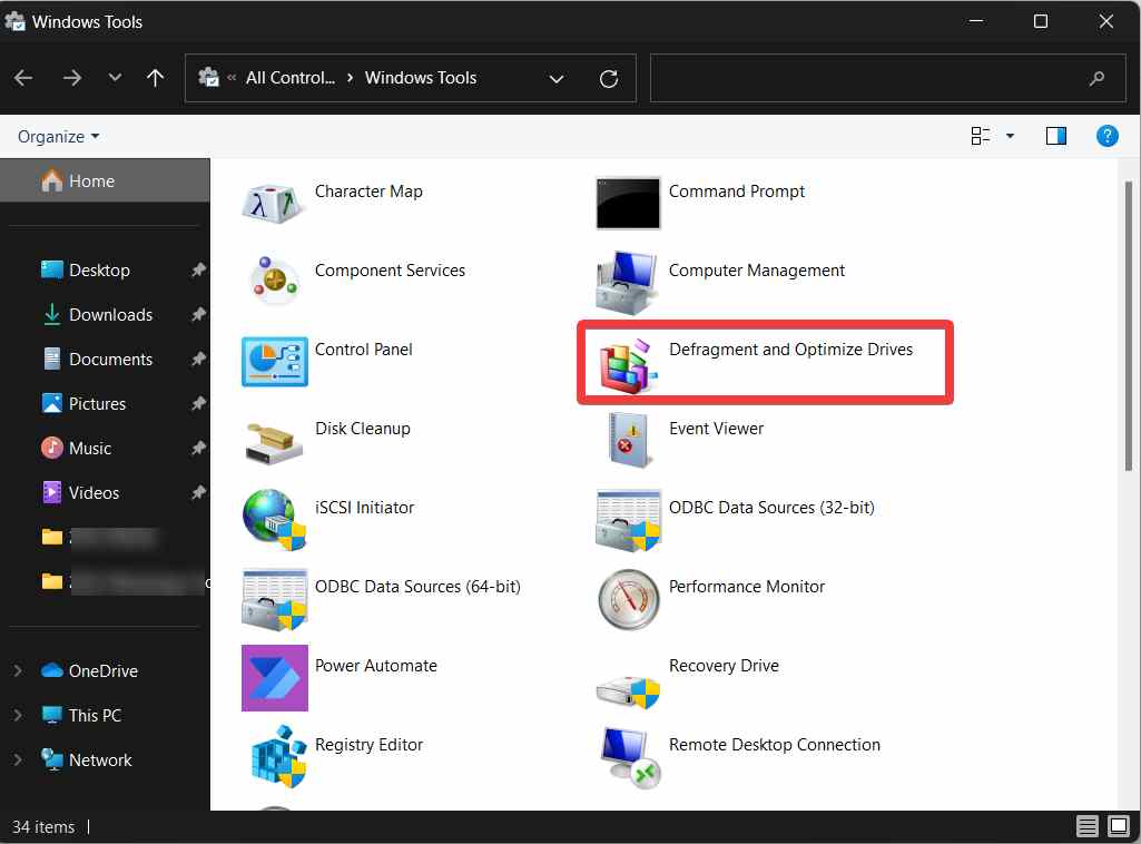 Defrag drives Windows 11