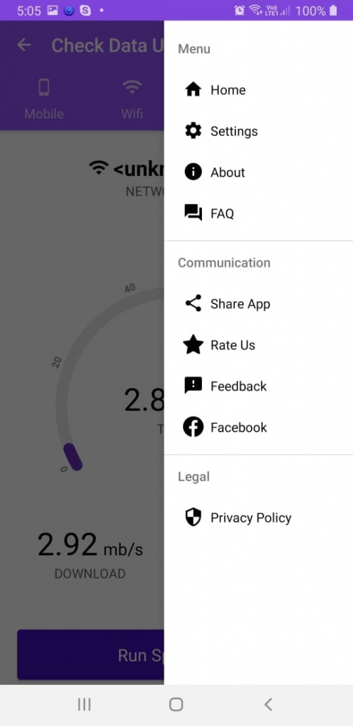 Check Data Usage