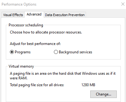 virtual memory section