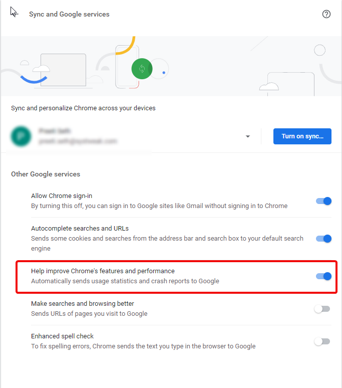 Sync and Google services