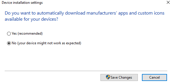 Disable Automatic Driver Updates