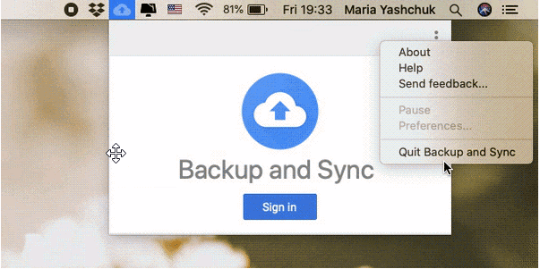 remove backup and sync from outlook mac app