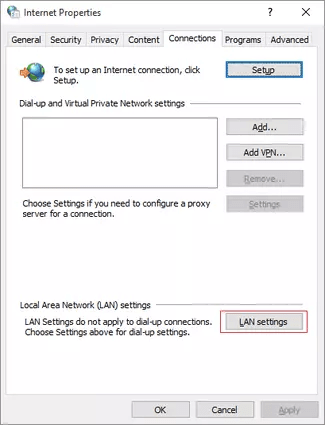 Internet Properties window