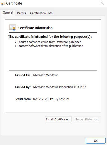 Microsoft’s certification information