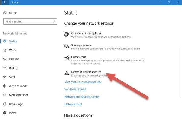 Run the Network Troubleshooter