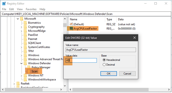 Right-click on Windows Defender
