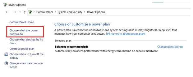 Choose what the power buttons