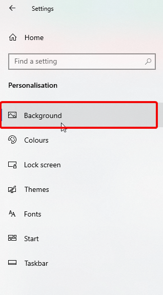 Select Background from the left pane