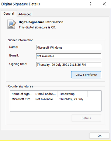 View Certificate button