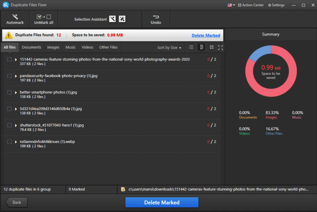 folders to the Duplicate Files Fixer