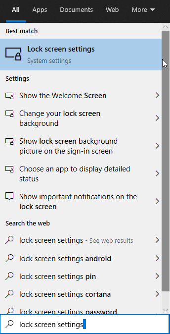 lock screen settings