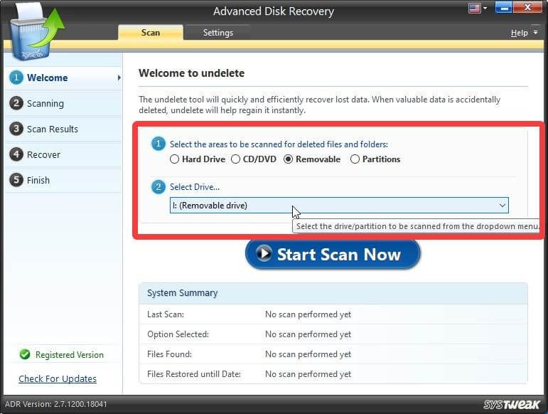 scan disk with advanced disk recovery
