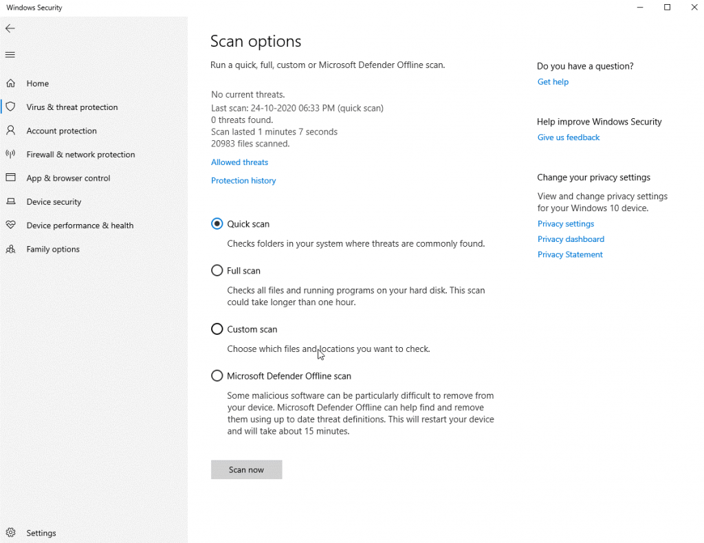 scan option