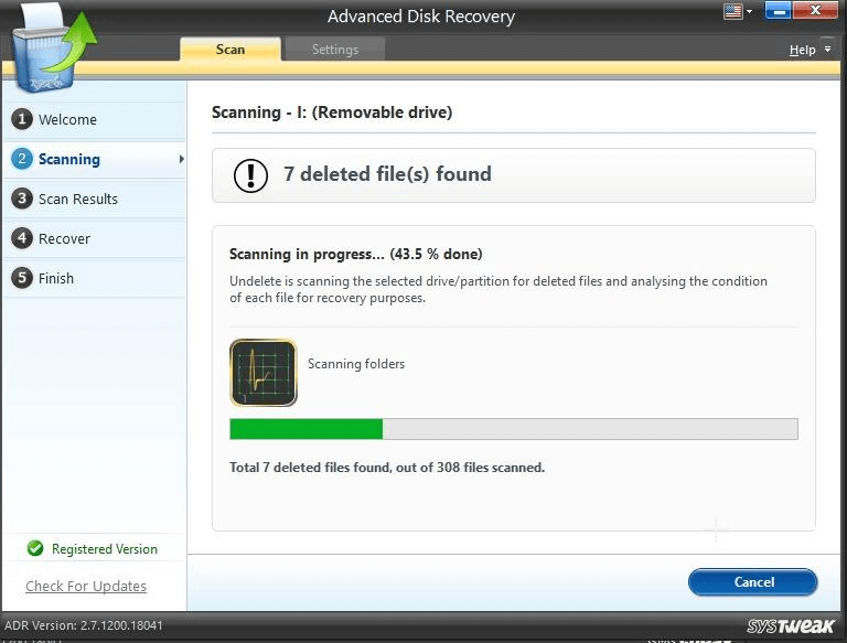 scanning process advance disk recovery tool