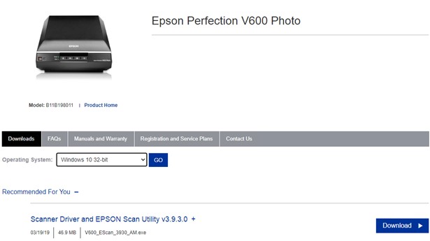 epson perfection v600 driver download