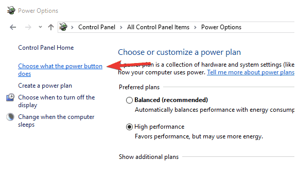 click on Choose what the power button does