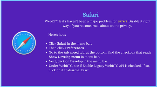 WebRTC Leak Prevent: On Safari