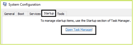 Open Task Manager options