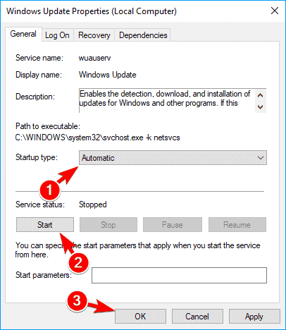 Services window
