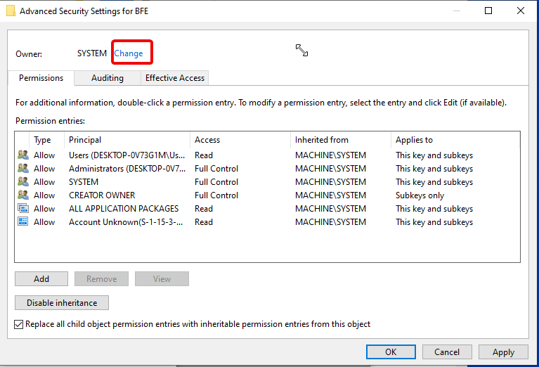 Unable to display current owner