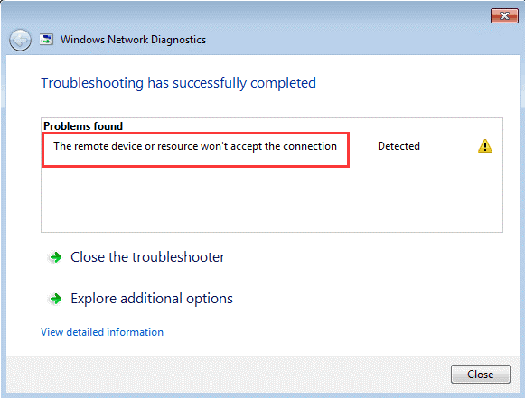 error message in windows