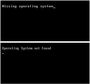 missing operating system windows 10