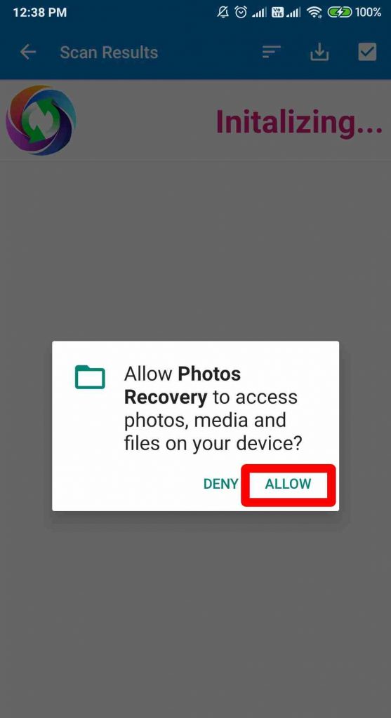 Photo Recovery App permission
