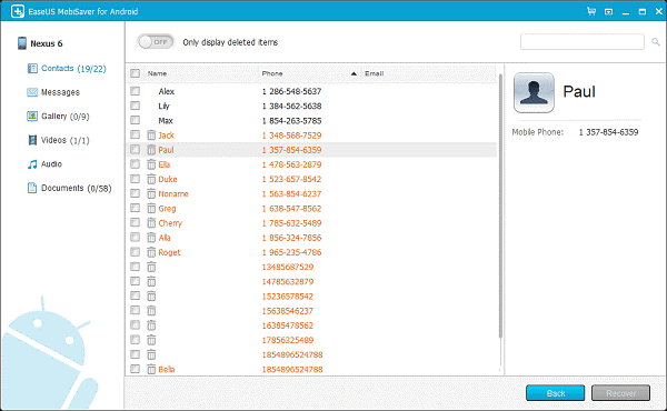 select the files you would like to recover