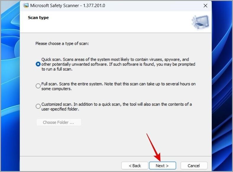 select the type of scan