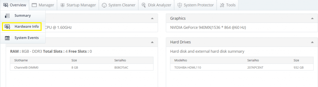 hardware info