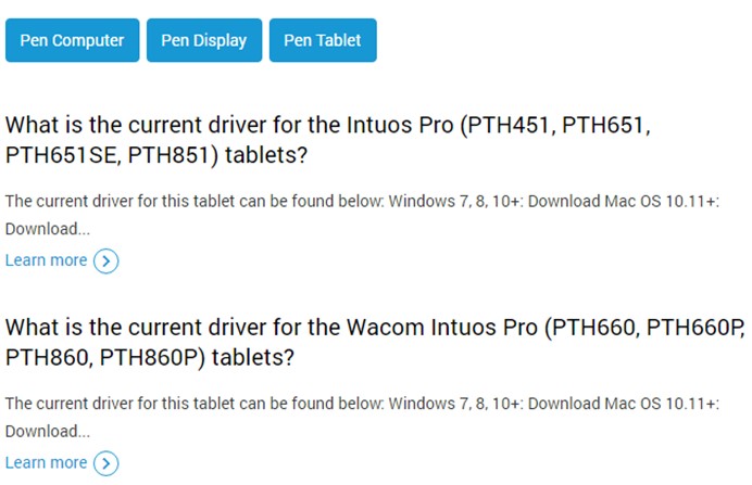 wacom tablet driver not found win 10