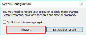 Restart to save changes