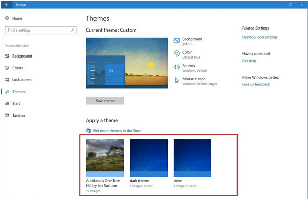 Switch to the “Themes”