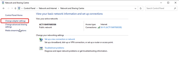 Change adapter settings