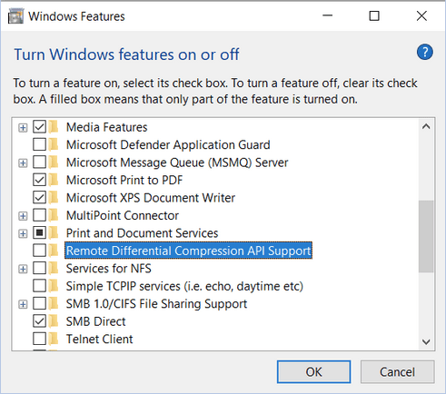 Disable Remote Differential Compression
