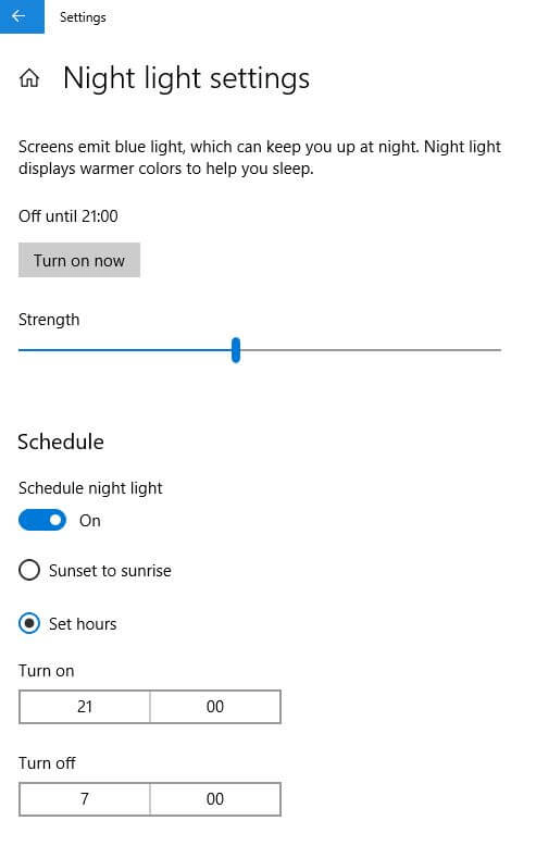 enabling Night Light