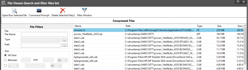 How to find compressed files