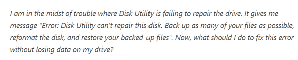 Festplattendienstprogramm kann diese Festplatte nicht reparieren